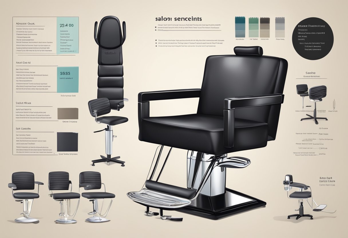 A salon chair with hair extension tools and price list displayed